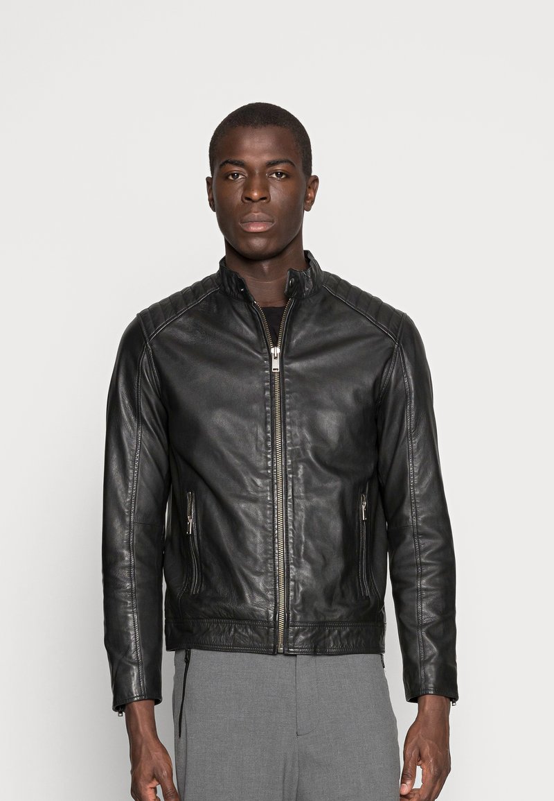 Selected Homme RACER - Casaco de couro - black