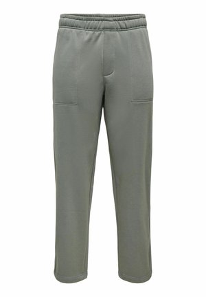 Svetlosive, mekane jogger hlače od mješavine pamuka s elastičnim pojasom, dva prednja džepa i konusnim krojem nogavica.