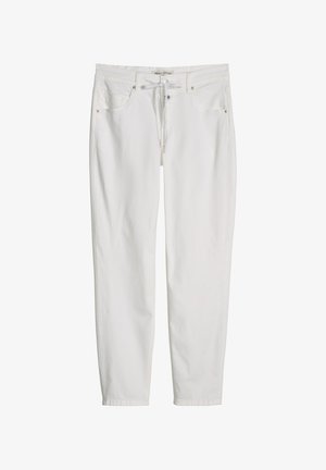 Weiße Freizeithosen mit Vordertaschen, Gürtelschlaufen, Knopf, Reißverschluss und Kordelzugbund von Marc O’Polo.