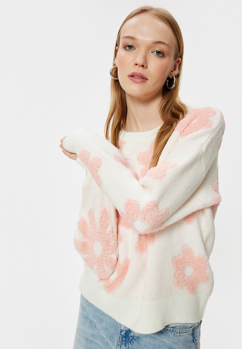 Koton FLORAL - Stickad tröja - pink