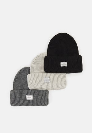 UNISEX 3 PACK - Pletena kapa - black/dark grey/off-white