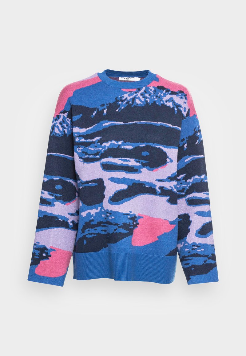 Damen Strickjacken | NA-KD LANDSCAPE PRINT Strickpullover blue/blau - GP44933 Damen Strickjacken | NA-KD LANDSCAPE PRINT Strickpullover blue/blau - GP44933