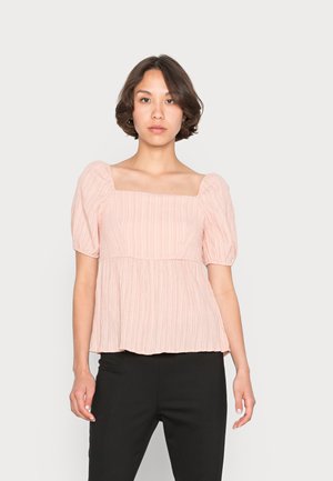 BABYDOLL TOP WITH PUFF SLEEVES - Blusa - peach