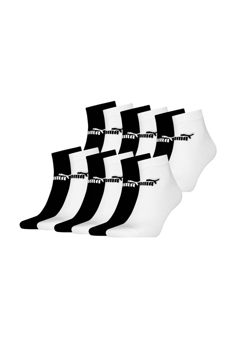 Paket mit zehn Knöchelsocken in Schwarz und Weiß, mit einem Logomuster am Saum, aus einem weichen, dehnbaren Stoff für Komfort gefertigt.