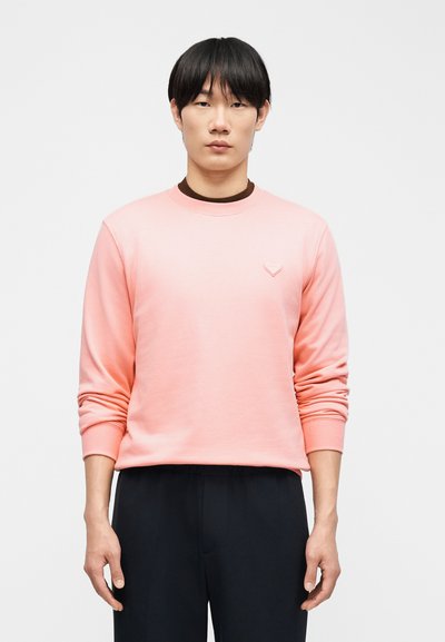 Νεαρός άνδρας με μαύρα μαλλιά, φορώντας ροζ ανοιχτόχρωμο πουκάμισο με μακριά μανίκια πάνω από καφέ μπλουζάκι και μαύρο παντελόνι, στέκεται μπροστά σε ένα απλό λευκό φόντο.