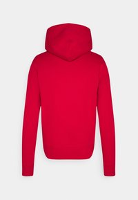 Sweat à capuche rouge vu de dos avec des manches longues et un design uni de couleur unie.