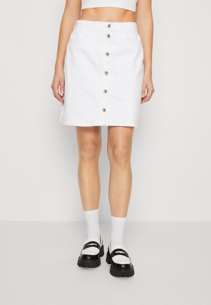 JDY MW  W.BUTTON/DEST. MIX DNM - Τζιν φούστα - white