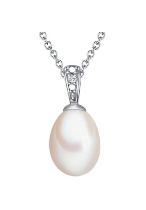 KETTE MIT ANHÄNGER STERLING SILBER DIAMANT SÜSSWASSER-ZUCHTPERLE WEISS LULU & JANE DIAMANTHALSKETTE - Halskette - silberfarben