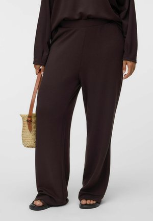 Vero Moda Curve TROUSERS VMCHALI HIGH WAIST TROUSERS - Stoffhose - chocolate torte