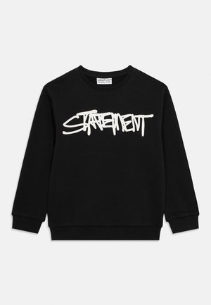 Sweat-shirt noir en mélange de coton, avec un texte en style graffiti blanc « STATEMENT » sur la poitrine. Col rond classique et poignets côtelés.