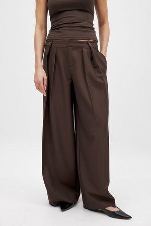 NA-KD, MID WAIST - Pantalones - brown