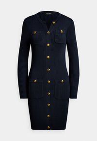 BUTTON-TRIM RIB-KNIT SWEATER DRESS - Φόρεμα-πουλόβερ - navy