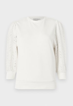 Λευκή μακρυμάνικη μπλούζα με δαντελένια φουσκωτά μανίκια, στρογγυλή λαιμόκοψη και εφαρμοστά μανσέτες, από την Anna Field.