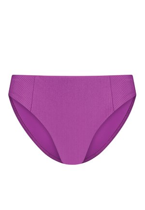 Paarse bikini onderzijde met een ribbeltextuur, medium dekking en een naadloos ontwerp. Gemaakt van zachte, rekbare materialen voor optimaal comfort.