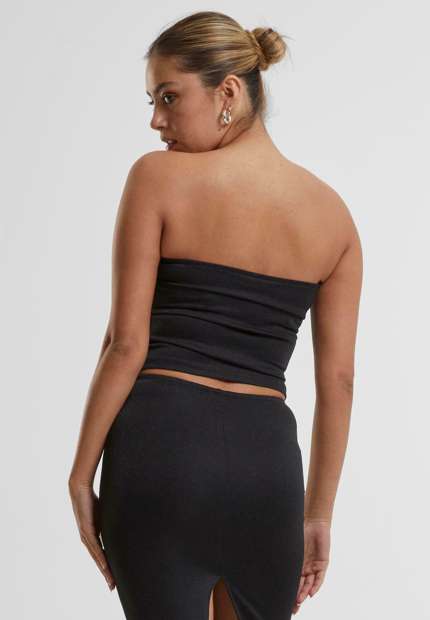 black sparkly bandeau top