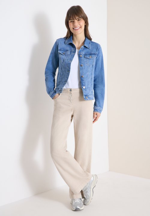 We Fashion Blue Ridge - Dames denim jack met comfortstretch - Slim Fit - Lichtblauw - Katoen