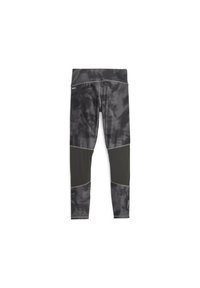 Legginsy z wysokim stanem w czarno-szarym wzorze tie-dye, z siateczkowymi akcentami oraz płaskimi szwami dla gładkiego wykończenia.