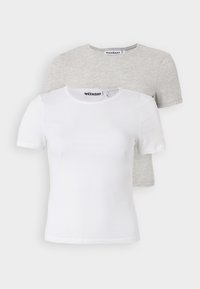 SLIM FITTED 2 PACK - T-shirts - light grey/white