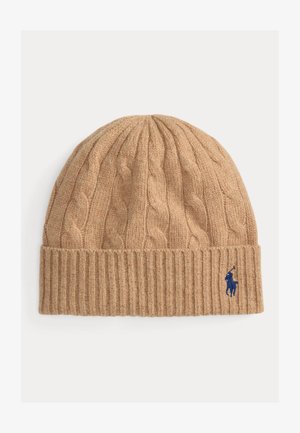 Polo Ralph Lauren CABLE KNIT WOOL CASHMERE BEANIE - Megzta kepurė - camel