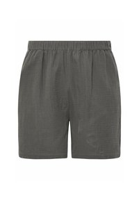 Grå, shorts med resår i midjan och avslappnad passform. Tillverkade av textil med struktur, med diskreta veck och en enkel mid-thigh klipp.