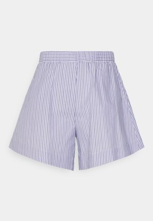 Stribede shorts i lys lilla og hvid med elastisk talje, plisseret design og afslappet pasform, lavet af letvægtsstof.