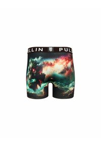 Shorts de boxeur avec un imprimé graphique nuage et crâne, ceinture élastique noire avec le logo "PULLIN", fabriqués en tissu extensible.