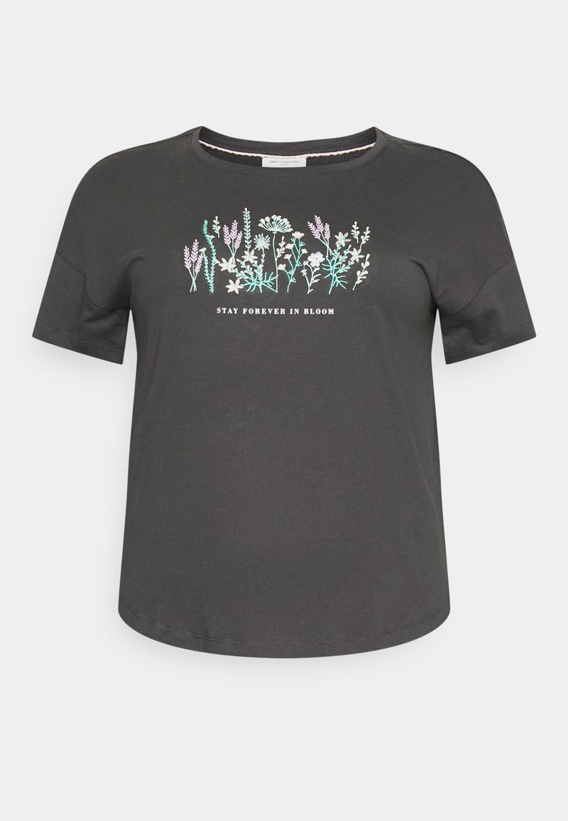 Damen T-Shirts | ONLY Carmakoma CARREESE FLOWER BOX T-Shirt print phantom/grau - JA80652 Damen T-Shirts | ONLY Carmakoma CARREESE FLOWER BOX T-Shirt print phantom/grau - JA80652