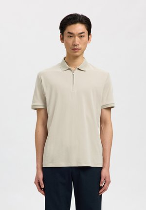 Selected, SLHFAVE ZIP - Polo - oatmeal