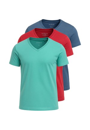 3 PACK - T-shirts basic - turquoise/red/blue