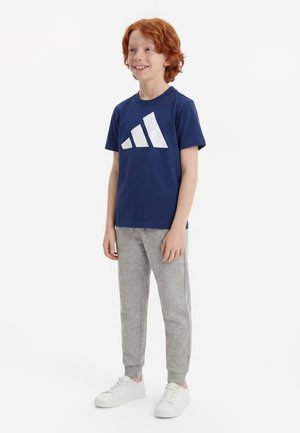 adidas Performance, JUNIOR BLOCK TEE UNISEX - T-Shirt sport - dark blue/white