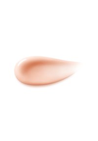 Crema o gel di pesca chiaro con una consistenza liscia e lucida, a forma di goccia, su uno sfondo bianco.