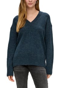 QS MIT V-AUSSCHNITT - Strickpullover - petrol