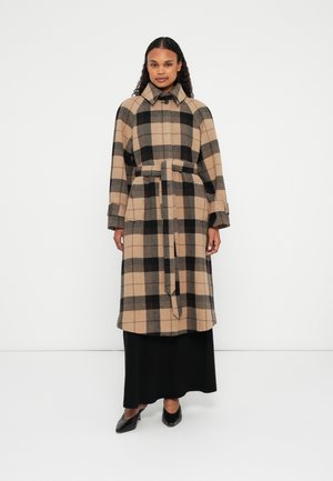 CHECK BELTED COAT - Klassikaline mantel - light brown/white
