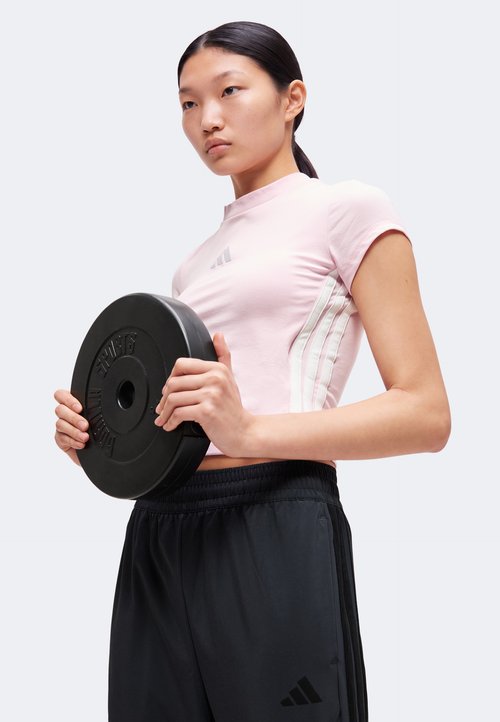 adidas ESSENTIALS 3 STRIPES PADDED SLIM BABY - Print T-shirt - clear pink/white — photo 4