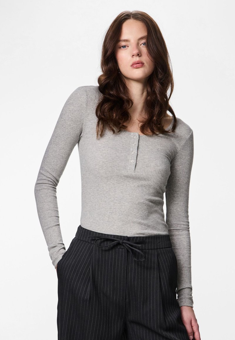 Pieces PCKITTE  - Long sleeved top - medium grey melange