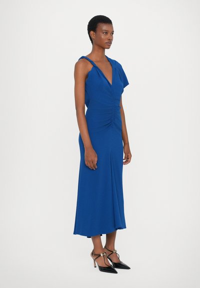 Victoria Beckham ASYMMETRIC RUCHED MIDI DRESS - Juhlamekko - blue