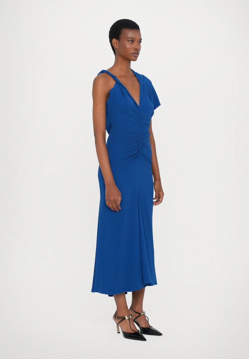 Victoria Beckham ASYMMETRIC RUCHED MIDI DRESS - Cocktail dress / Party dress  - blue - Zalando.co.uk