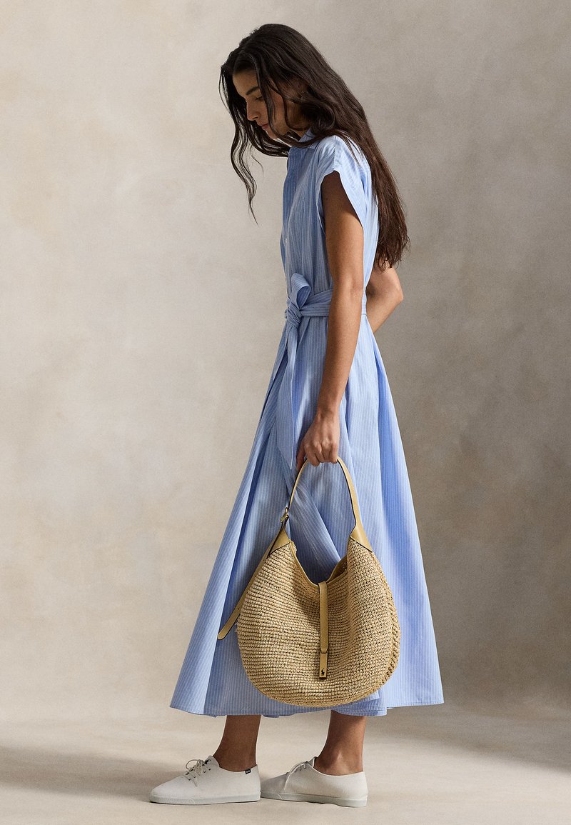Blue Ralph Lauren Beach Dress 90s Vintage Blue Ralph Lauren Polo Terry Cloth Towel Halter Dress –