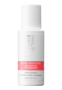 Weisse zylindrische Flasche mit Schraubverschluss, beschriftet mit "Bond Builder" in Pink. Enthält 30 ml regeneratives Öl mit glattem Finish.