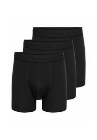 Black boxer shorts in a pack of three. Crafted from soft fabric, featuring a comfortable elastic waistband with a discrete brand name.