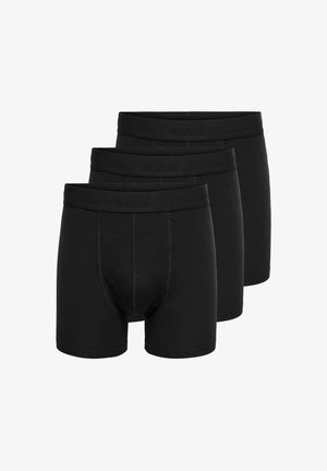 Schwarze Boxershorts im Dreierpack. Hergestellt aus weichem Stoff, mit einem bequemen elastischen Bund und einem dezenten Markennamen.