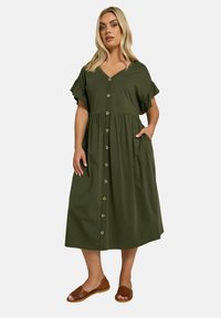 Yours Clothing CURVE PEPLUM  - Vestido informal - khaki