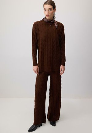 BURGU DESEN TAKIM SET - Trousers - kahverengi