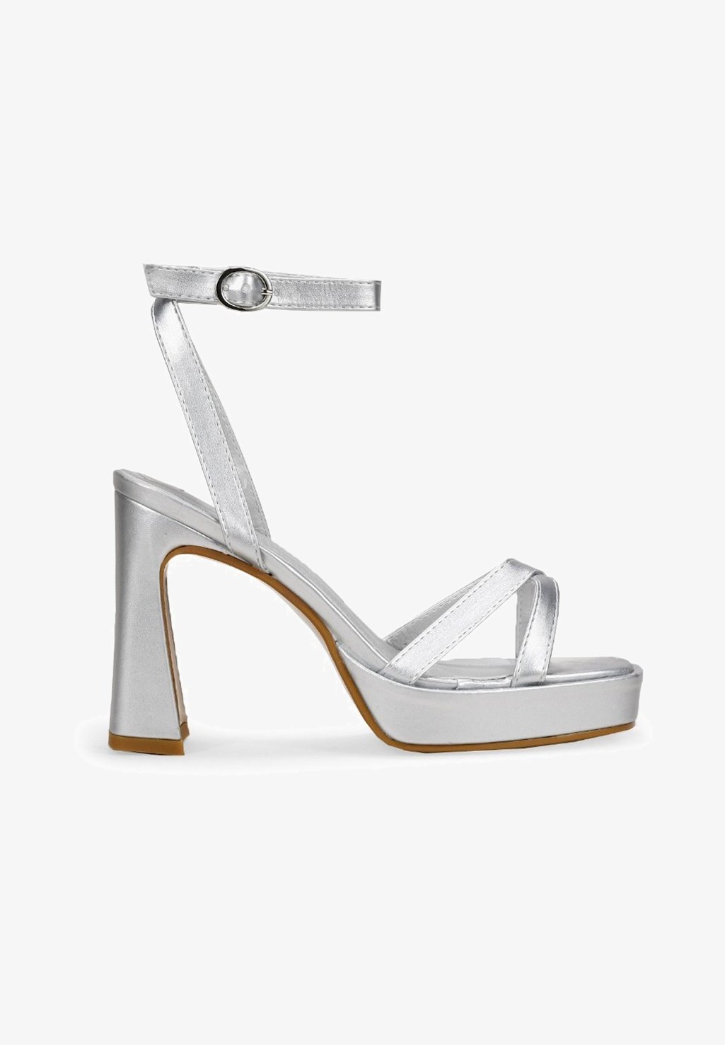 Tacon Ancho Zapatillas Plateadas Para Mujer Zapatillas Plateadas