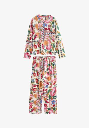 Next, REGULAR FIT - LONG SLEEVE PYJAMAS SET - Pizsama szett - pink cream folk floral print