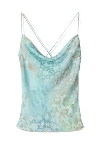 PRINTED WITH RUFFLES - Top - turquoise