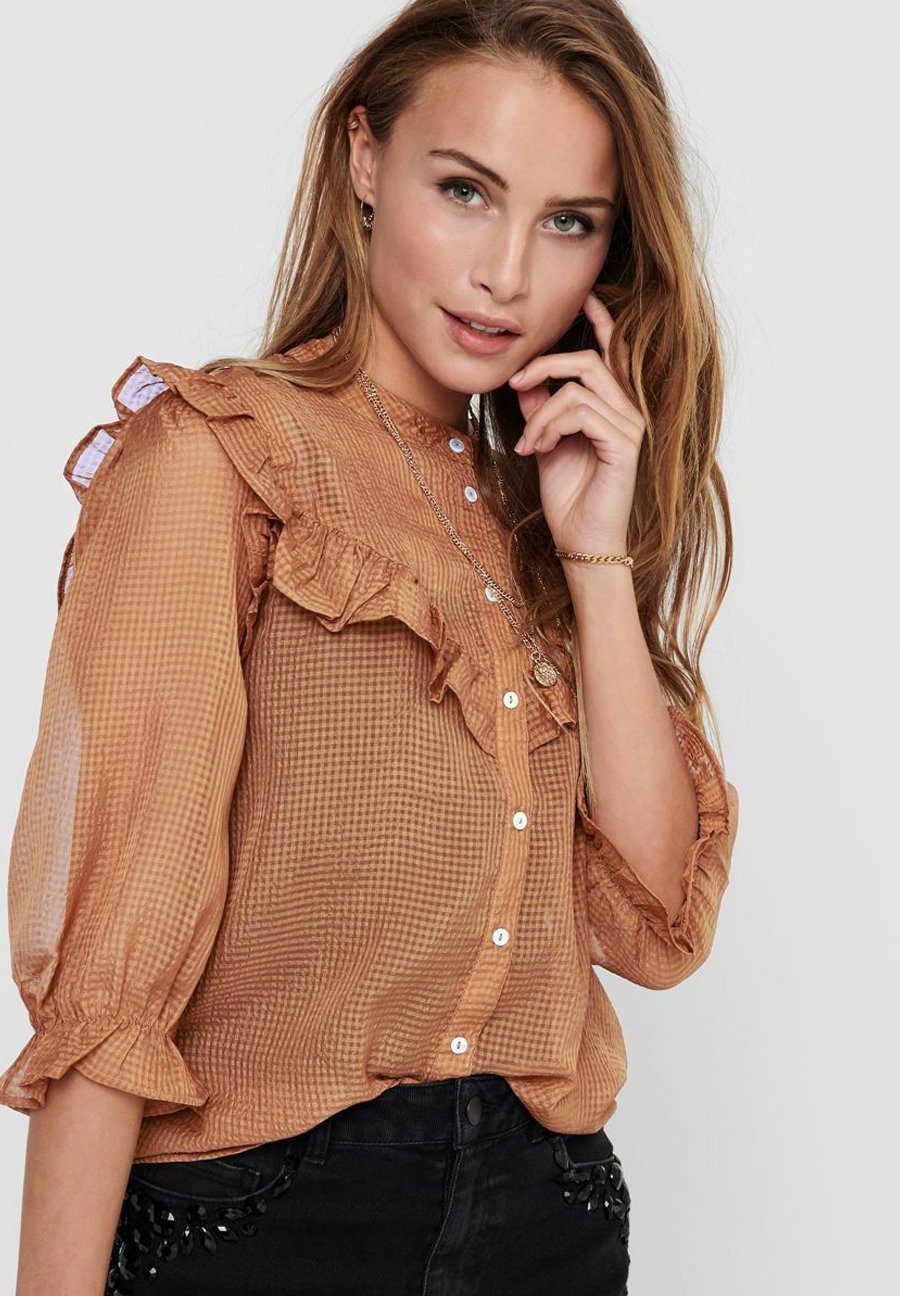 JDY JACQUELINE DE YONG - Button-down blouse - argan oil/brown - Zalando.de