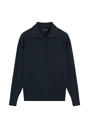 Massimo Dutti, HIGH NECK KNIT SWEATER WITH BUTTON DETAIL - Trui - mottled dark blue