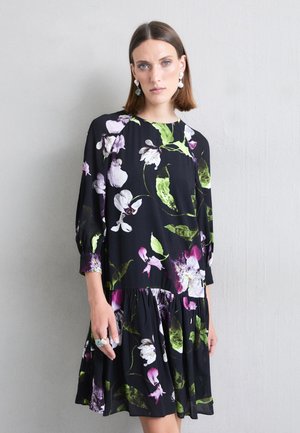 Erdem LONG SLEEVE DRESS GATHERED HEM - Φόρεμα ημέρας - black