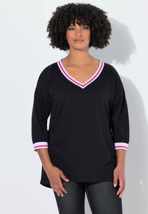 STREIFENBÜNDCHEN 3/4-ÄRMEL - Longsleeve - black